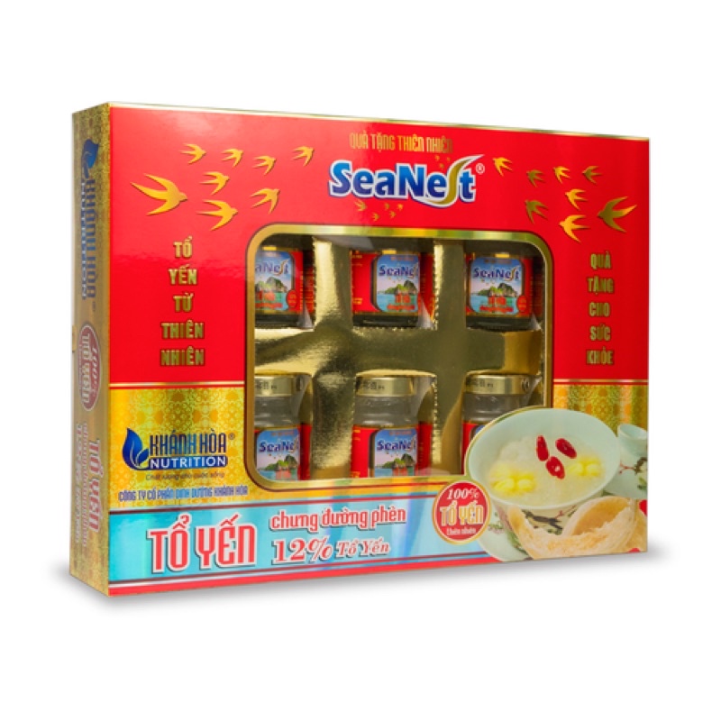 Hộp quà Tổ Yến chưng đường phèn Khánh Hoà ( hộp 6hủ x 70ml )