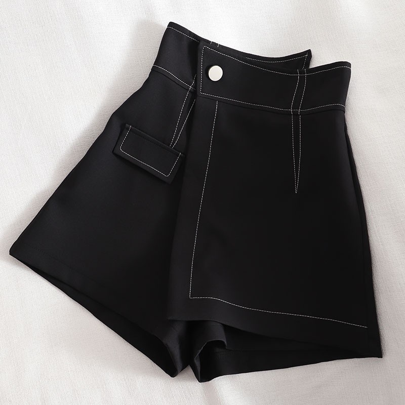 Chân váy chữ A lưng cao - Quần short nữ giả váy trần chỉ nổi chất tuyết mưa loại 1