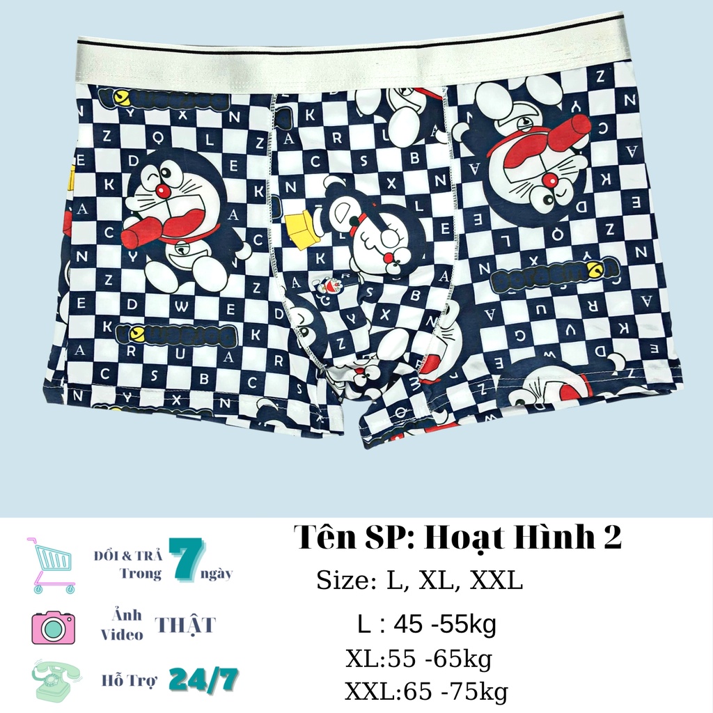 Quần sịp hoạt hình Doremon thun lạnh kiểu dáng boxer, quần lót Đùi hoạt hình tuổi Teen