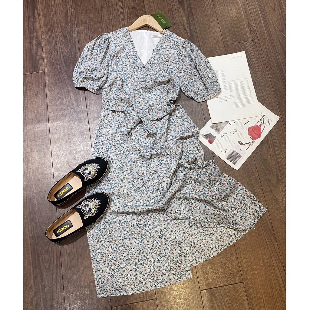 Đầm hoa nhí xanh nhạt thiết kế Lalastyle