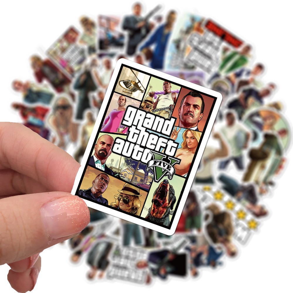 Set 50 miếng sticker trang trí hình game Grand Theft Auto độc đáo