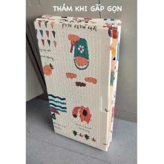 Thảm trải sàn xốp XPE 2 mặt phủ Silicone Hàn Quốc mẫu đẹp chống thấm tuyệt đối, chống ngã, cho bé tập bò kèm túi 1m8- 2m