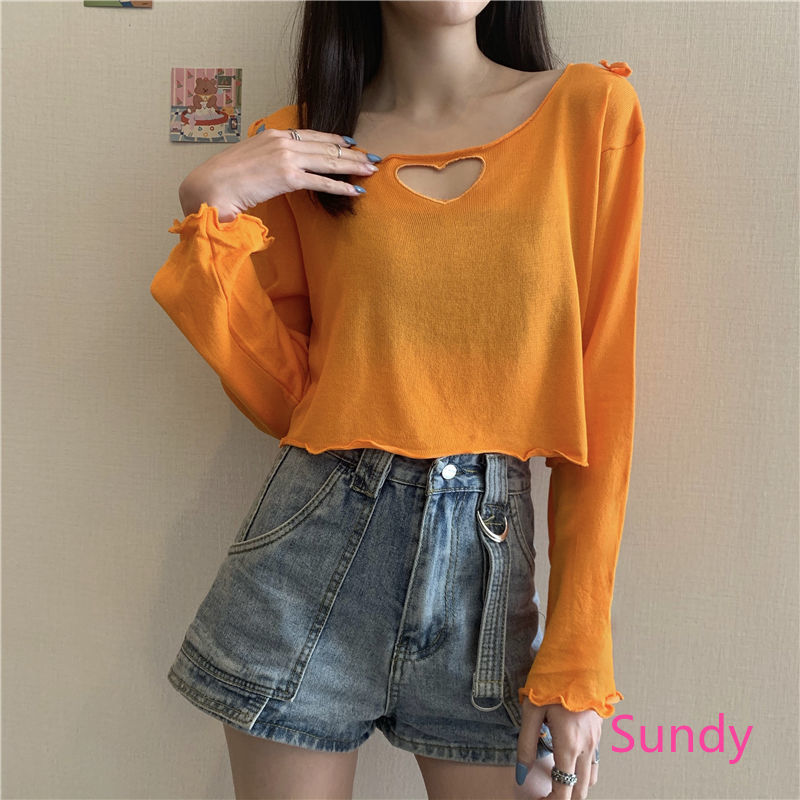 Áo Dệt Kim Tay Dài Phối Ren Phong Cách Hàn Quốc Thời Trang Nữ