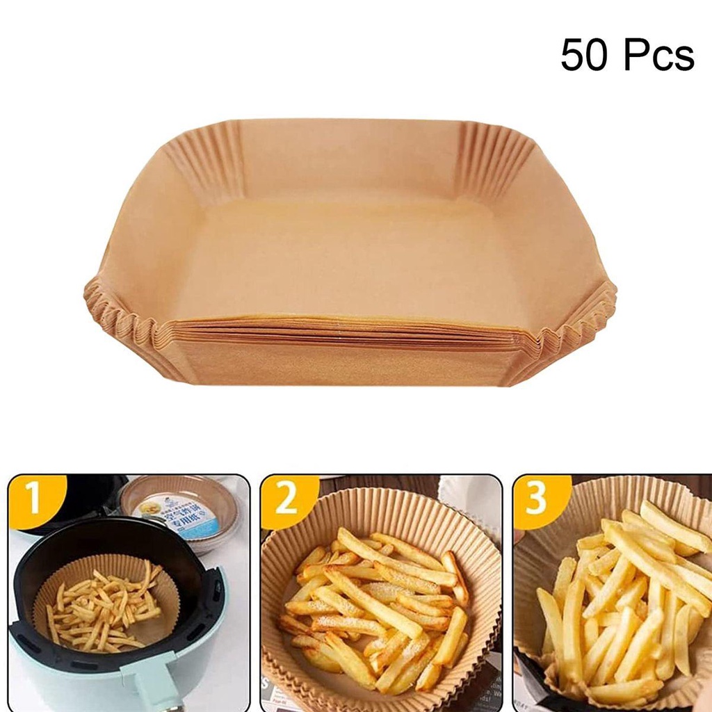 Bộ 50 Tấm Lót Không Dính Dùng Nướng Bánh Và Nồi Chiên Không Dầu Tiện Dụng