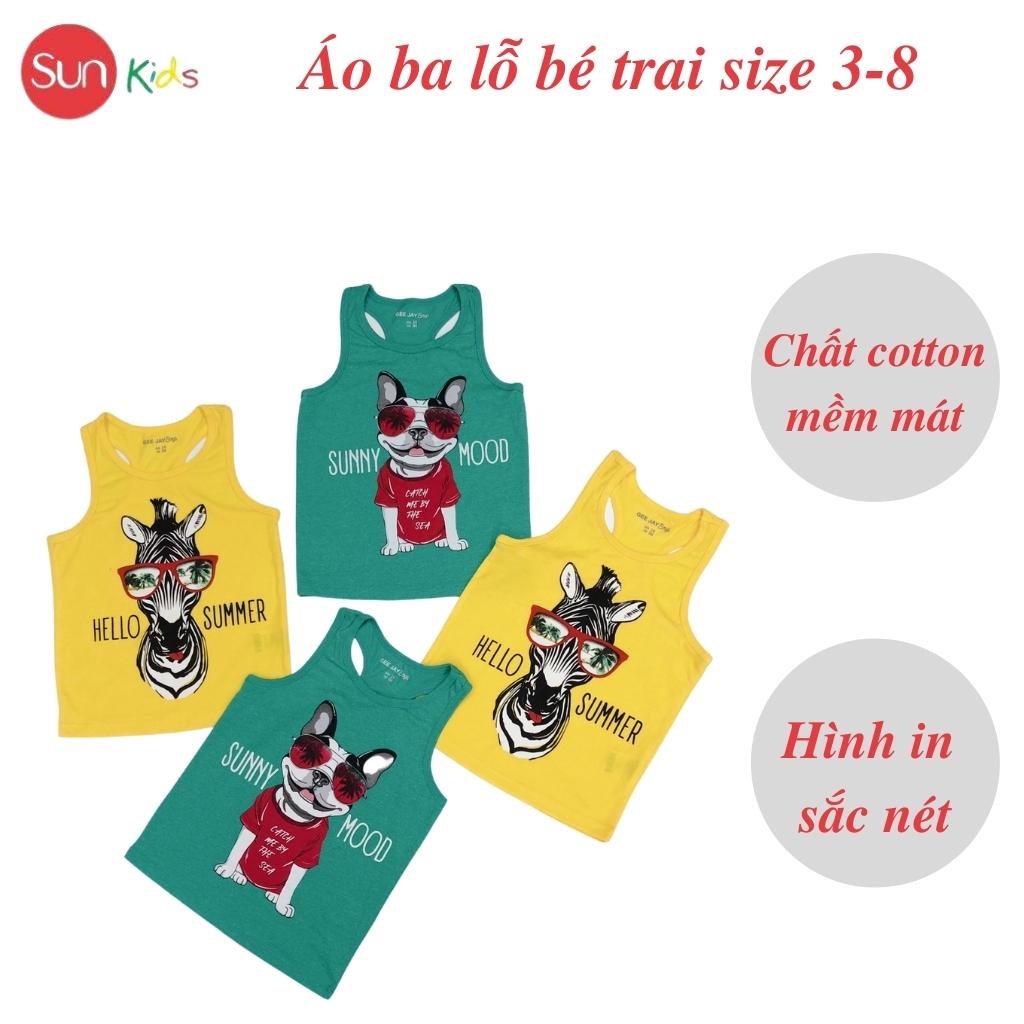 Áo thun bé trai, áo ba lỗ bé trai chất cotton, nhiều màu, Size 3/4 - 7/8 tuổi - SUNKIDS1