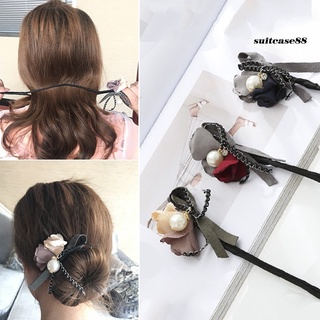 Dụng cụ búi tóc đính hoa và ngọc trai xinh xắn tiện lợi dành cho nữ