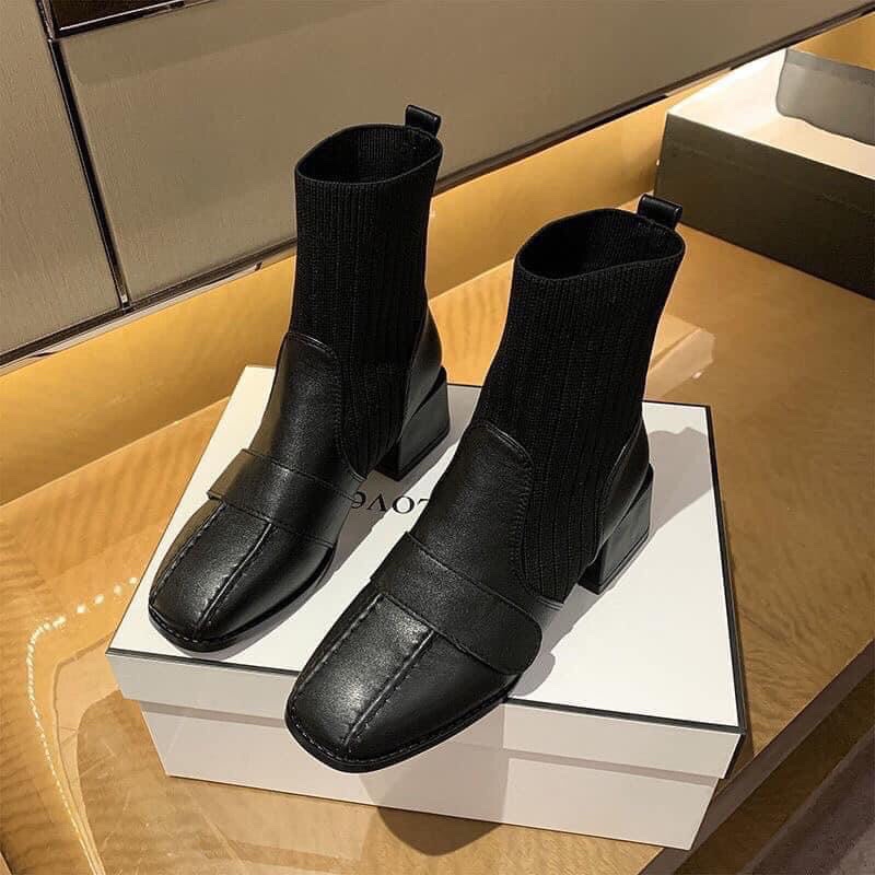 Giầy boot da phối len cá tính thời trang Hàn Quốc Nahada Shop | BigBuy360 - bigbuy360.vn