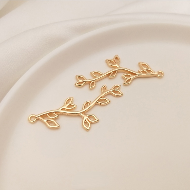 Mặt Dây Chuyền / Kẹp Tóc Hình Lá Bằng Đồng Mạ Vàng 14K Nhiều Màu Sắc diy