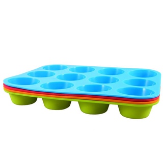 Khuôn silicone làm bánh cupcake 12 lỗ kèm 6 ô tiện dụng