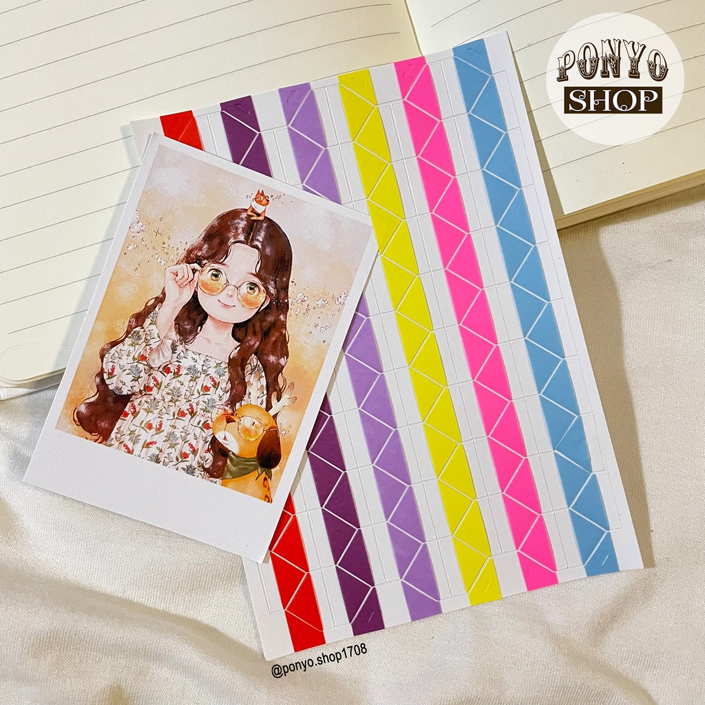 Sticker góc ảnh màu sắc trang trí Scrapbook/album ảnh - PONYO Shop