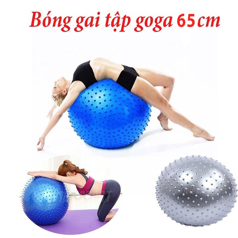 [Tặng gạch yoga] Bóng tập yoga có gai hỗ trợ massage tặng kèm gạch tập yoga KT 25cm x 15cm