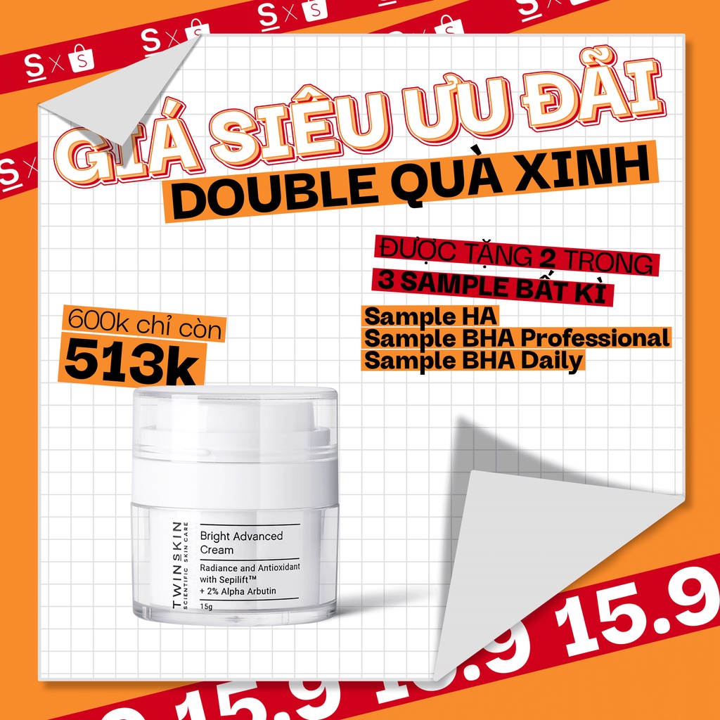 Bright Advanced Cream – Kem Dưỡng Sáng Da, Cải Thiện Lão Hoá Twins Skin 15g