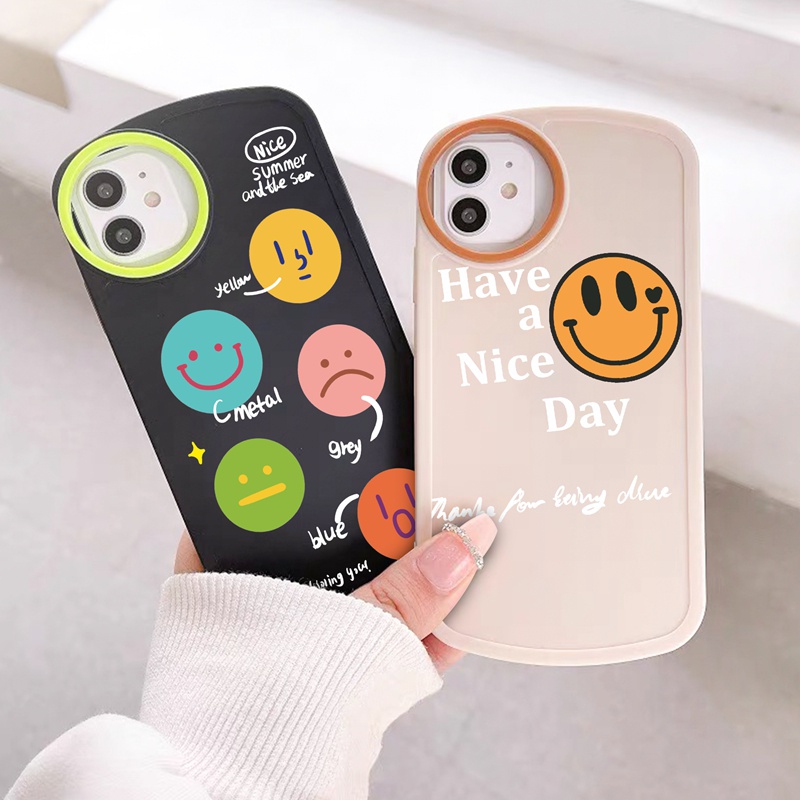 SUNTAIHO Ốp lưng iphone Ốp điện thoại tpu mềm in hình mặt cười thích hợp cho iphone 11 pro max 13 pro xr xs max 7 8 plus 12 pro max