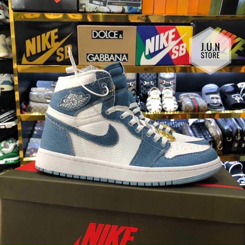GIÀY JD1 HIGH WMNS OG DENIM JEAN BLUE LAI AU