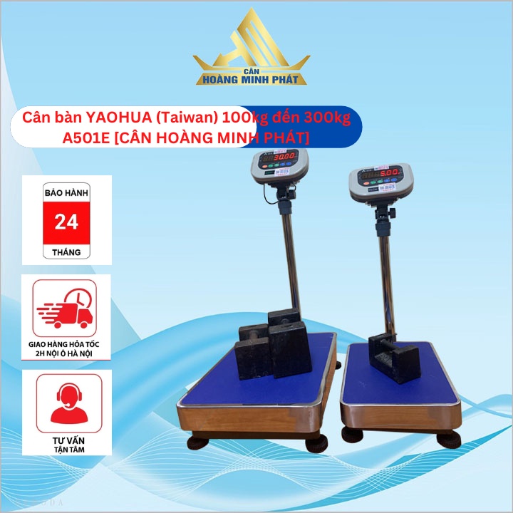 Cân Bàn Điện Tử YAOHUA (Taiwan) 100kg đến 500kg A501E. Bàn Cân INOX, Có video thực tế [ CÂN HOÀNG MINH PHÁT]