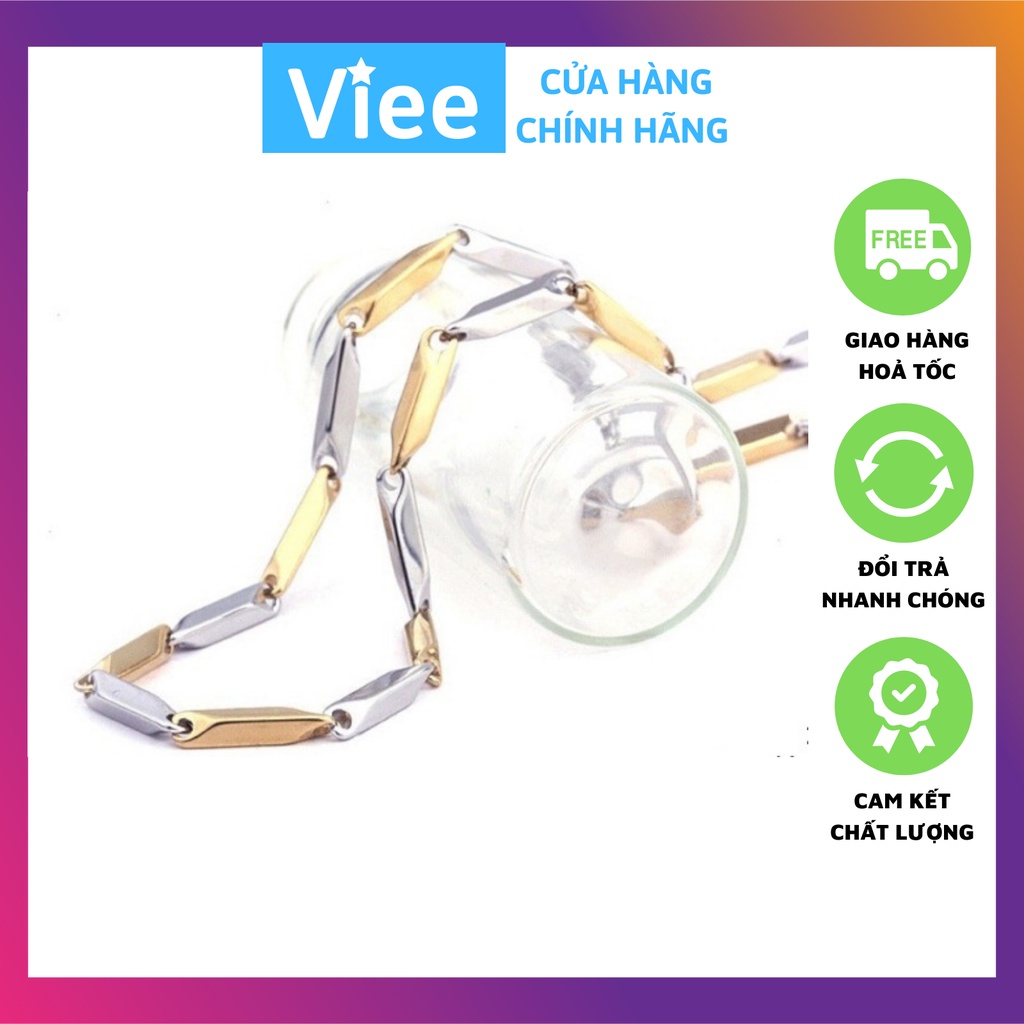 Dây chuyền nam inox cao cấp sang trọng không gỉ hỏa tiển trơn trắng vàng Hàn Quốc