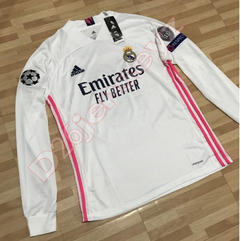 Áo Thun Tay Dài In Chữ Real Madrid Jersey 2020 / 2021 Thiết Kế Trẻ Trung Năng Động