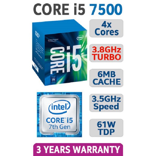 CPU Core Intel I5-7500 3.4GHz