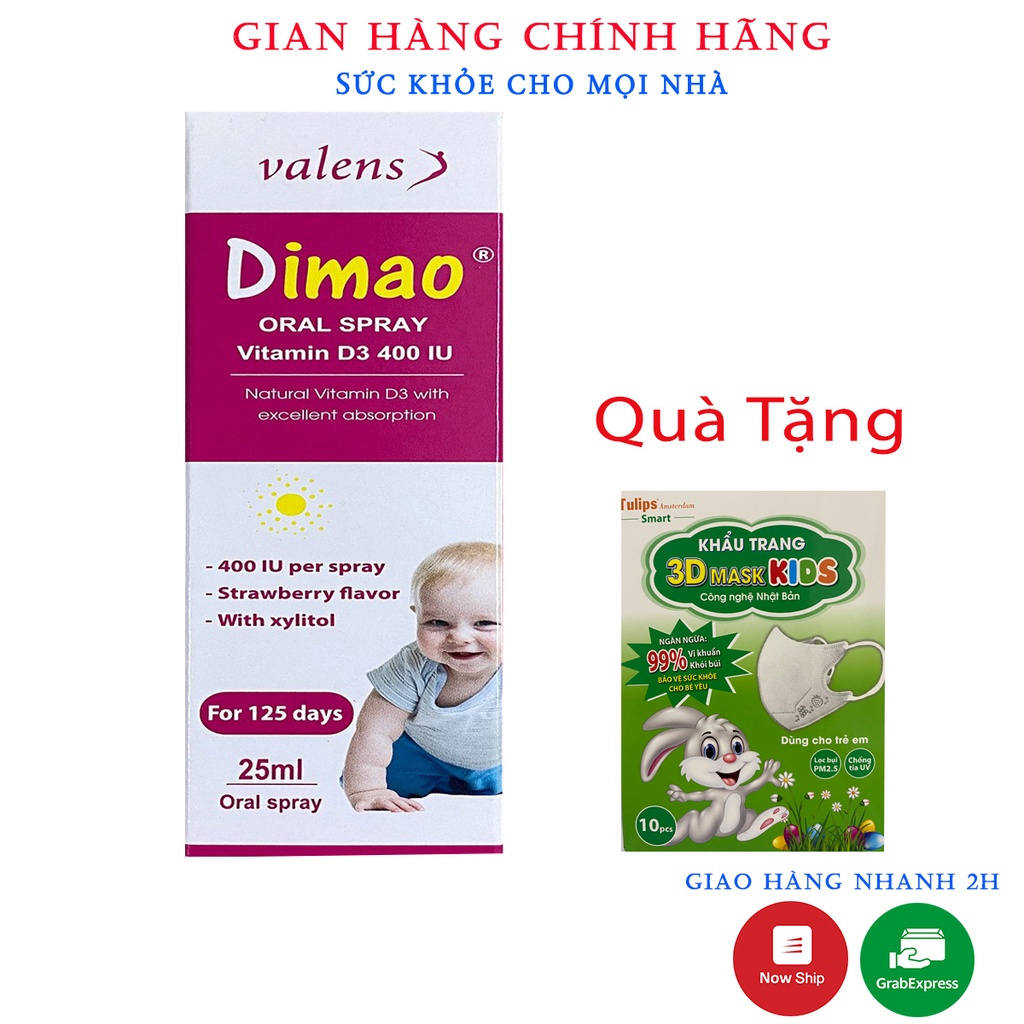 Dimao - Vitamin D3 400UI dạng xịt - Tăng Cường Hấp Thu Canxi, Hàng Nhập Khẩu Châu Âu (Chai 25ml )