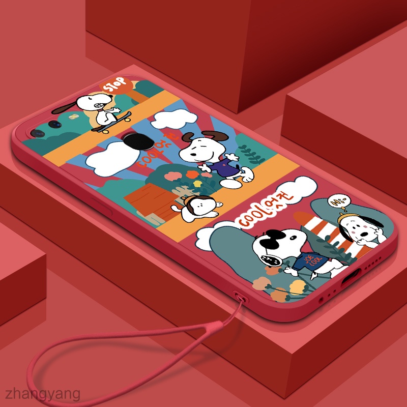 Ốp Điện Thoại Silicone In Hình Snoopy Có Dây Đeo Cho oppo a5s a12 a7 a31 F9