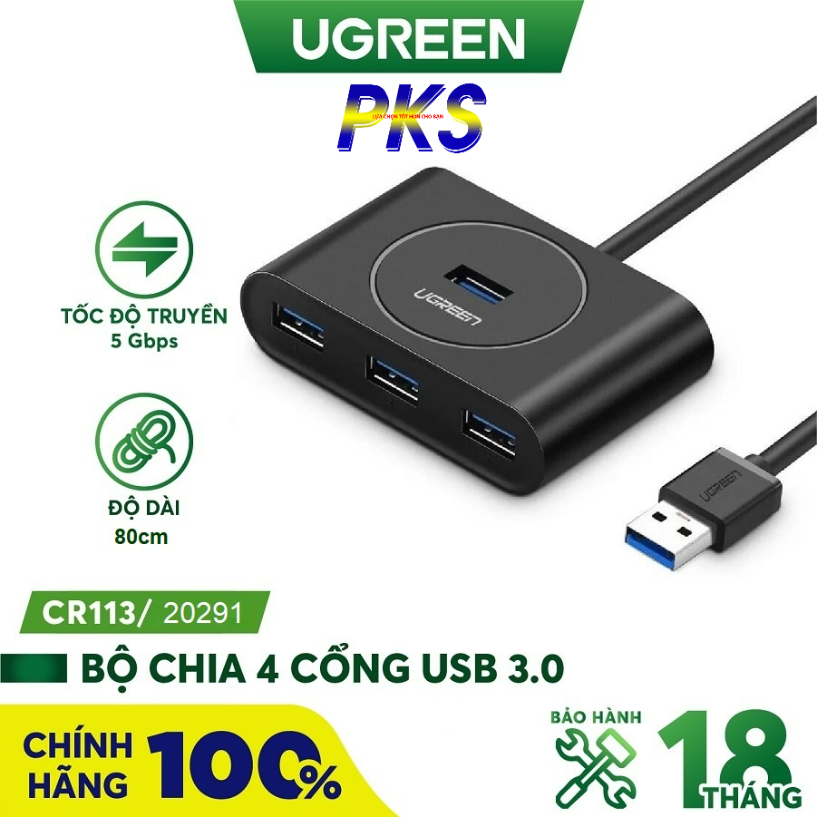 Bộ chia 4 cổng USB 3.0 dài 1M Ugreen 20291