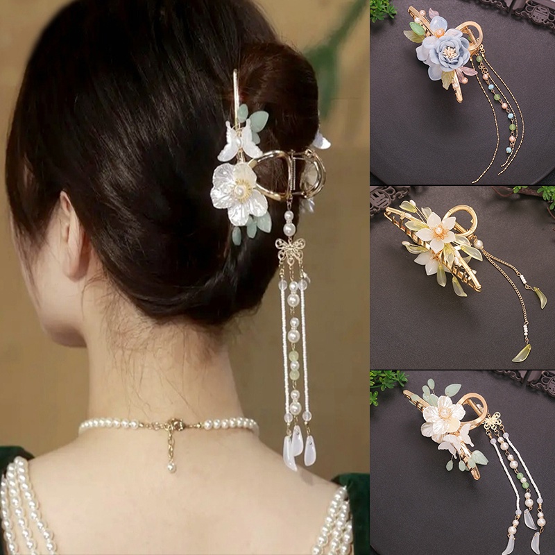 Kẹp Tóc Hoa Hồng Đính Đá / Ngọc Trai Giả Bằng Hợp Kim Thời Trang Cho Nữ