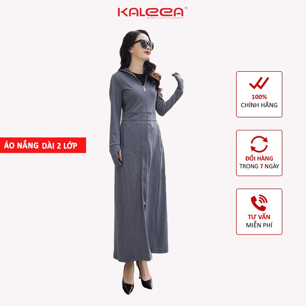 Áo Khoác Chống Nắng 2 Lớp Dáng Dài Nữ Kaleea A4 Chất Mềm Có Mũ Gắn Liền
