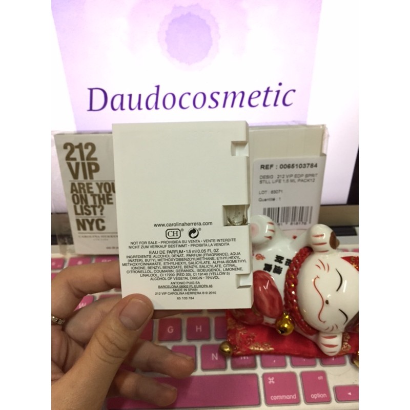 [ vial ] Nước hoa Carolina Herrera 212 VIP Vàng EDP 1.5ml | Thế Giới Skin Care