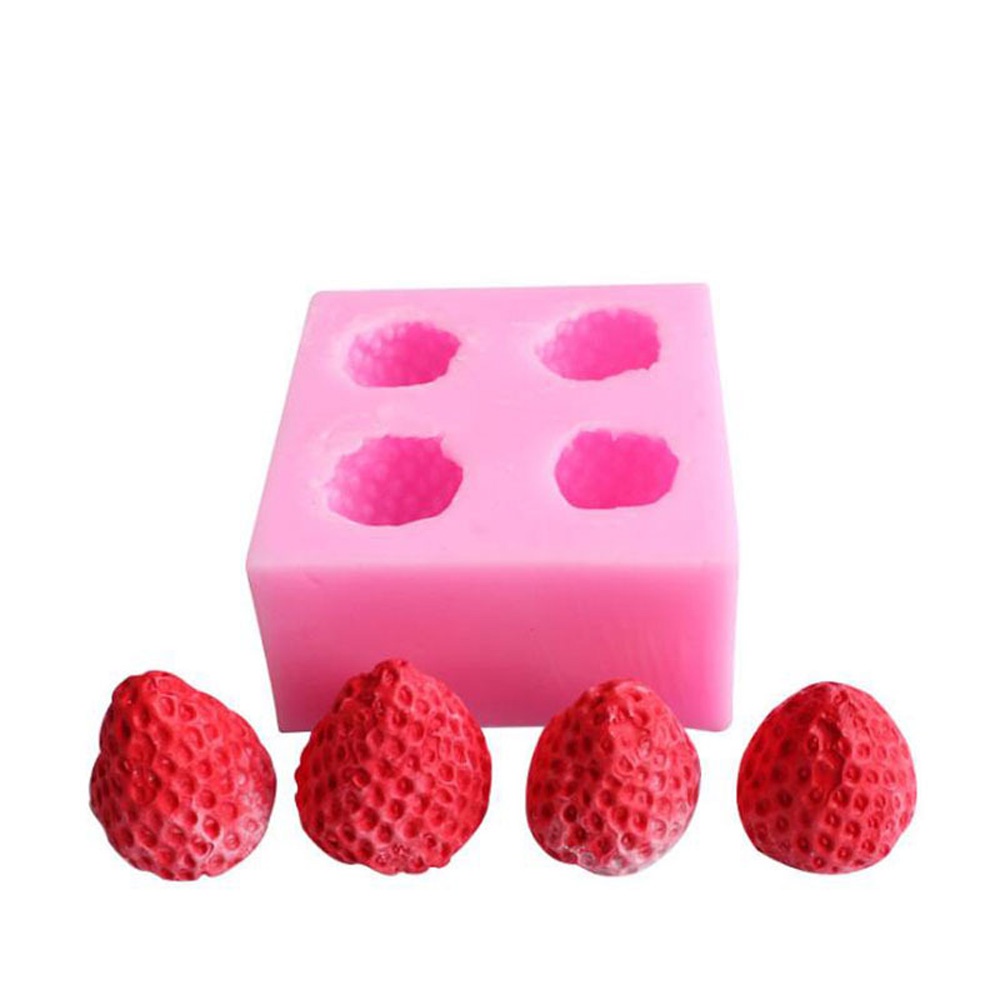 Khuôn silicone tạo hình làm nến/kẹo đường hình quả dâu tây