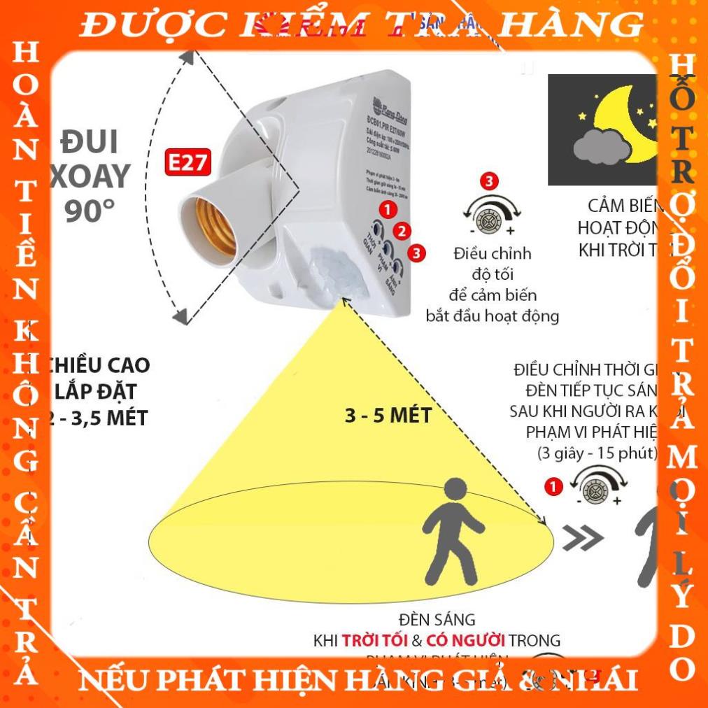 Đui đèn cảm biến chuyển động Rạng Đông hồng ngoại tự động bật tắt , Đui đèn E27 cảm ứng chuyển động xdothe