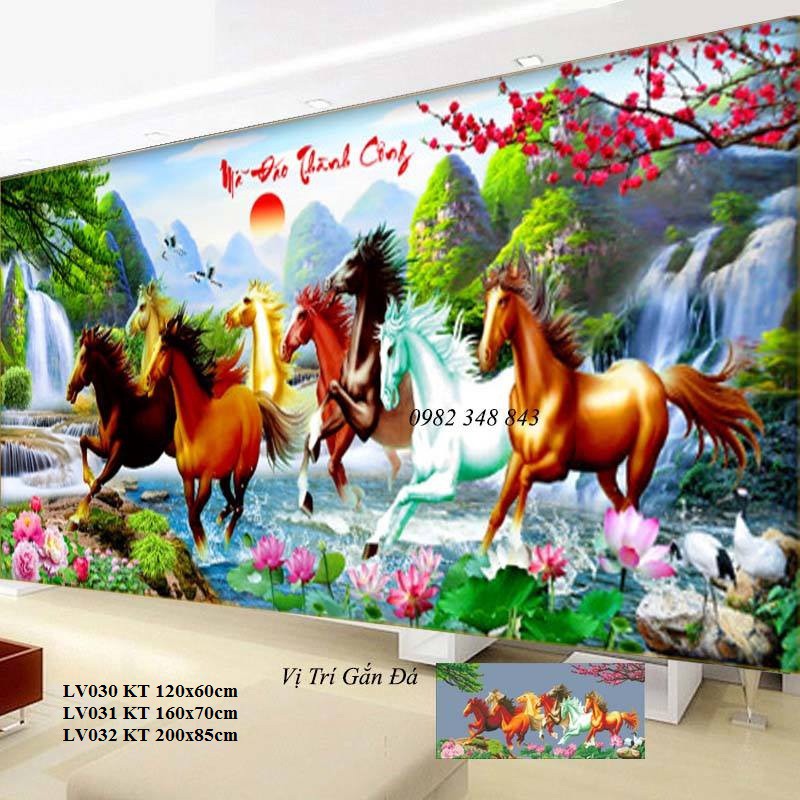 Tranh đính đá mã đáo thành công 120x60cm,160x70cm,200x85cm. Tranh gắn đá tự làm.