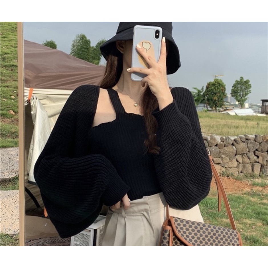 Áo khoác len Croptop - Áo cardigan len tay bồng Daski | WebRaoVat - webraovat.net.vn