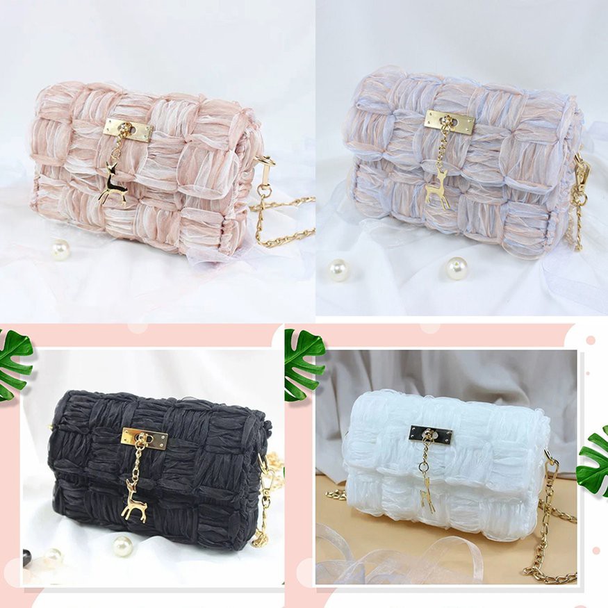 Túi Handmade tự đan đầy đủ phụ kiện đan len gồm len mịn, cancas cắt sẵn, dây xích hot tiktok