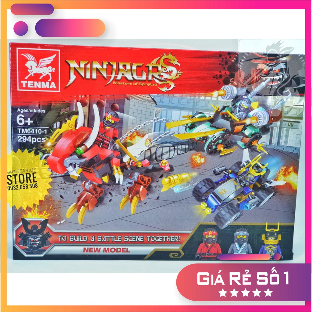 Lego NinjaGo TENMA 6410-1 Lắp Ráp Xe & Rồng Lửa Của KAI  ( 294 Mảnh - Đỏ ) [Hot]