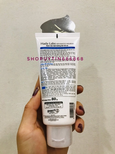 [CHÍNH HÃNG- ẢNH SHOP TỰ CHỤP ]Sữa rửa mặt Hada Labo dưỡng ẩm ADVANCED NOURISH Hyaluron Cleanser 80g