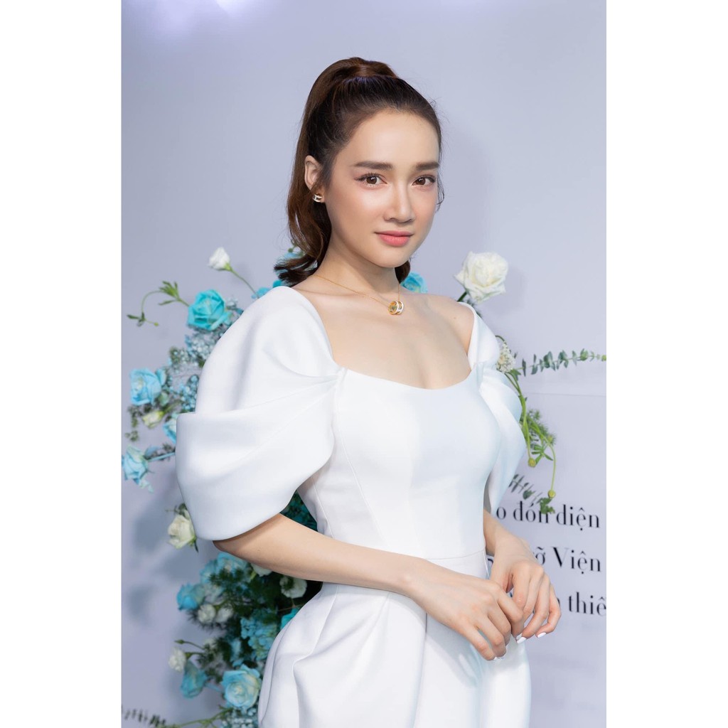 Đầm dự tiệc ôm body kiểu hở vai tay phồng cúp xẻ ngực (HÀNG CAO CẤP)