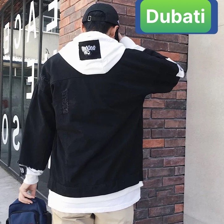 ÁO KHOÁC JEAN CHẤT BÒ NAM NỮ CÓ NÓN NỈ WASH RÁCH THỜI TRANG CAO CẤP- DUBATI FASHION