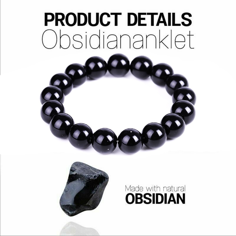 Vòng Tay Chuỗi Hạt Đá Obsidian Màu Đen Thời Trang