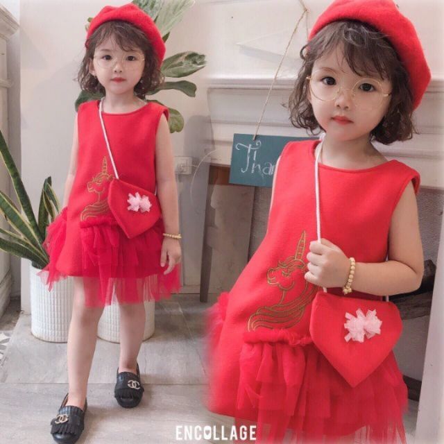 Váy dạ phối voan kèm túi