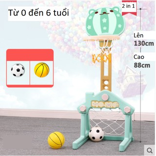 Bộ Đồ Chơi Côt Ném Bóng Rổ + Bóng Đá Cho Bé (Phát triển chiều cao thể lực)