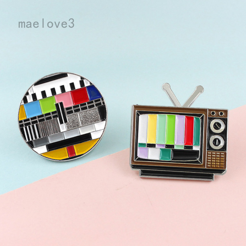 maelove3 Trâm Cài Áo Hình Tv Cầu Vồng Phong Cách Retro