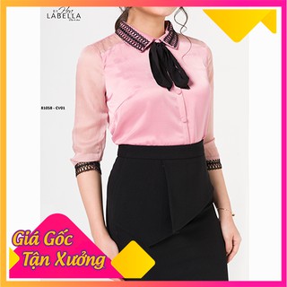ÁO SƠ MI NỮ HOA'LABELLA -Thiết kế cách điệu chất liệu lụa (81058)