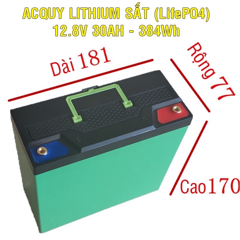 Acquy sắt LOA KÉO siêu bền (Lithium sắt - LifePO4) 12V 30AH