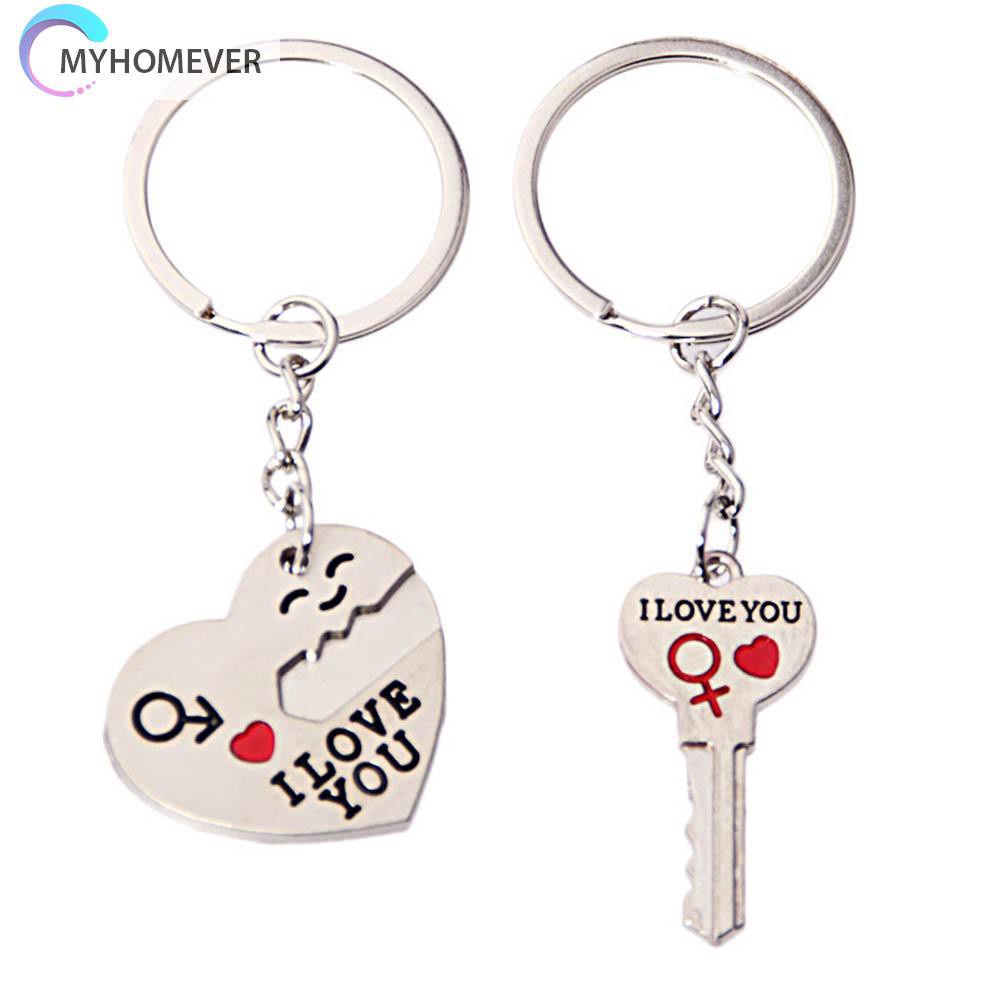 Set 2 Móc Khóa Hợp Kim Kẽm Hình Trái Tim Khắc Chữ I Love You Làm Quà Tặng Valentine