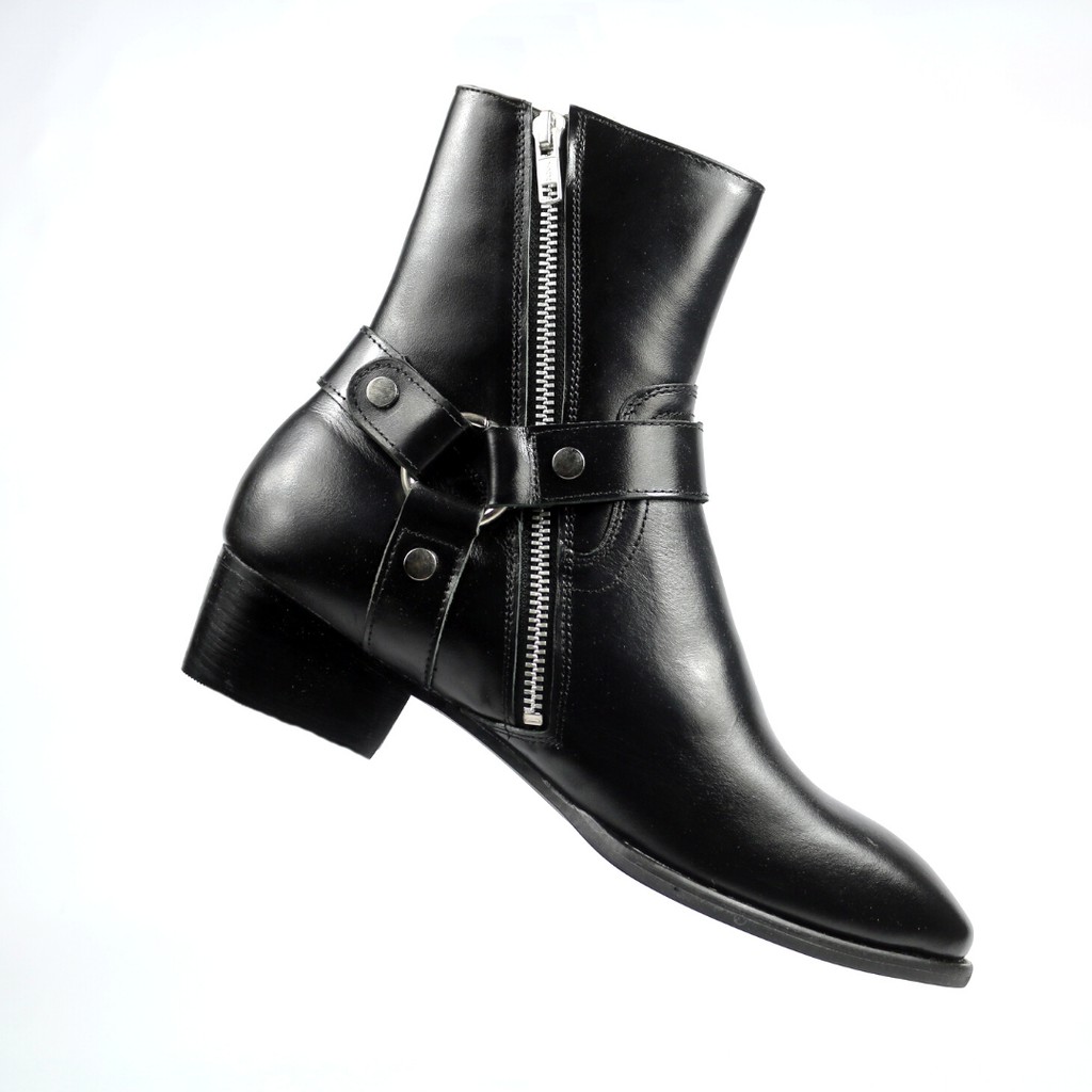 Giày Harness Boots thời trang nam chất liệu da bò cao cấp đế gỗ sang trọng SN12 khóa Zipper tiện lợi khi mang | BigBuy360 - bigbuy360.vn