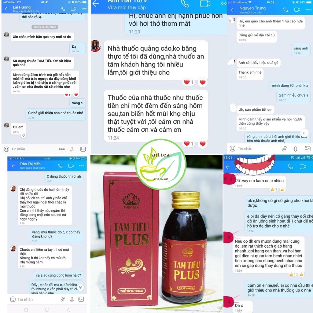 Nước Súc Miệng Tam Tiêu  Plus, Khử Mùi, Thơm Miệng, An Toàn Hiệu Quả - 100% Thảo Dược Thiên Nhiên (ad.tea)