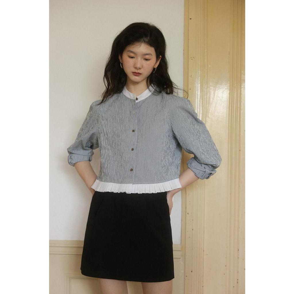 Áo Sơ Mi Lửng Cổ Đứng Họa Tiết Kẻ Sọc 67394