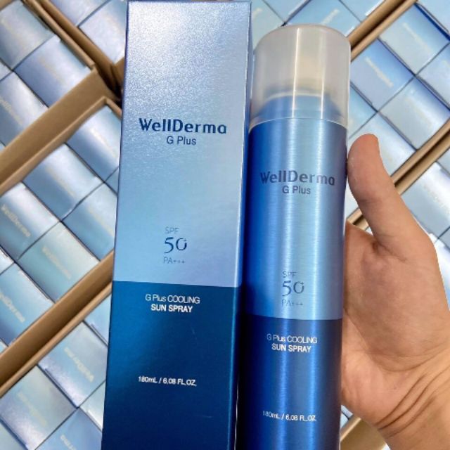 Xịt Chống Nắng Chống Trôi, Giảm Nhiệt, Làm Mát Da Wellderma G PLus Cooling Sun Spray SPF50 PA+++