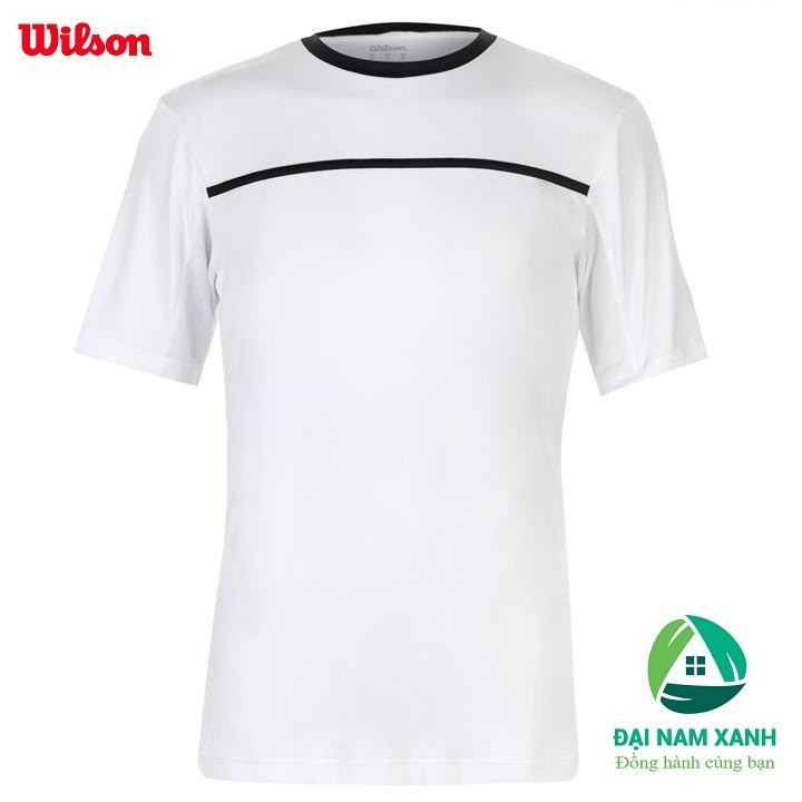 Áo thun tennis nam Wilson Team Crew (màu White/Black) - Hàng size châu Âu