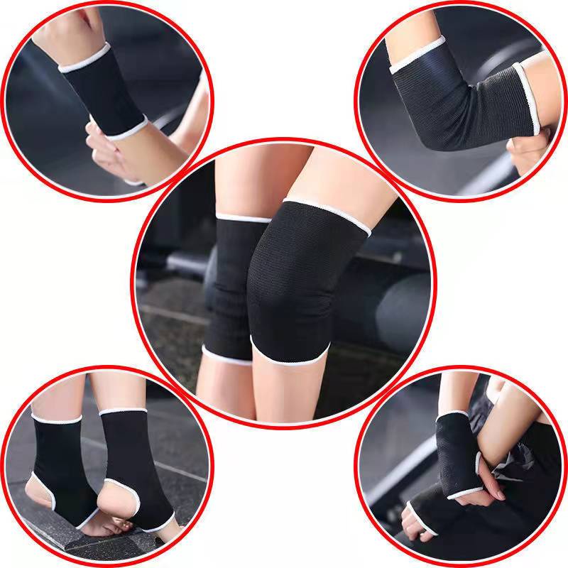 Set 2 Đai Quấn Bảo Vệ Cổ Tay Và Đầu Gối Màu Đen Hỗ Trợ Luyện Tập Thể Thao Sự Bảo Vệ